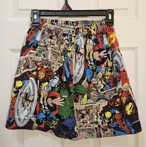 Handmade Colorful Comic Print Skirt